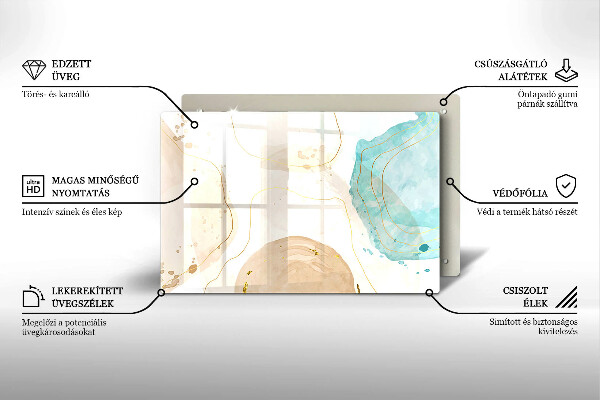 Placă sticla protectie aragaz Forme boho luminoase