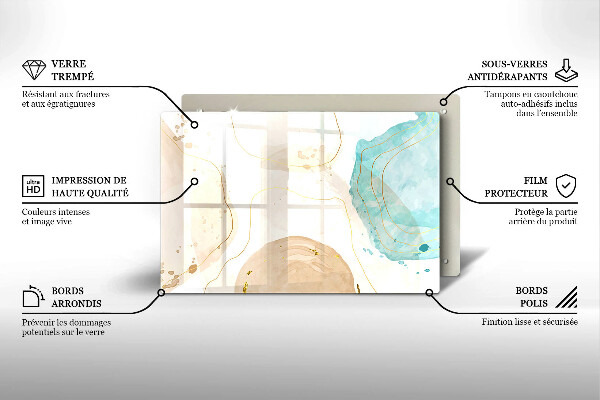 Placă sticla protectie aragaz Forme boho luminoase