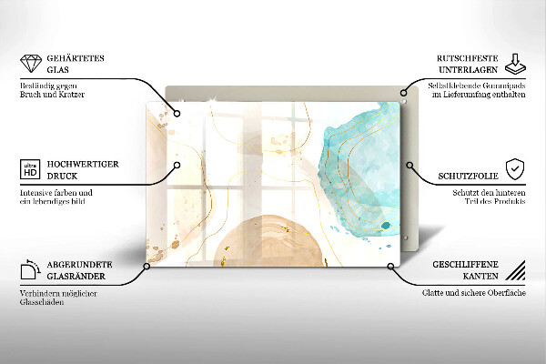 Placă sticla protectie aragaz Forme boho luminoase