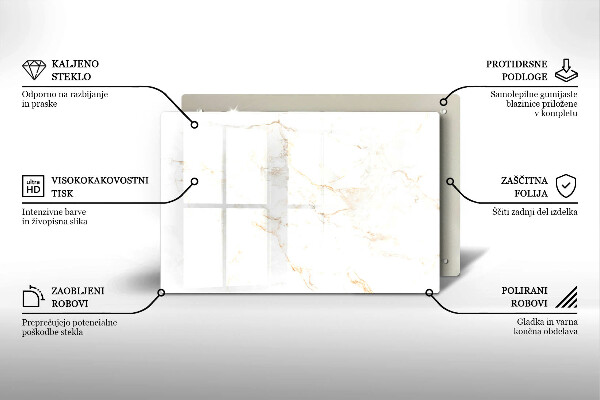 Placă sticla protectie aragaz Piatra de marmura eleganta