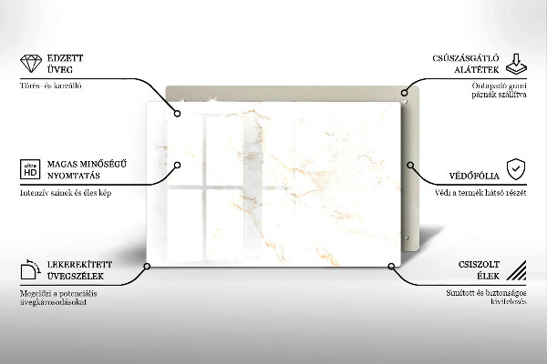 Placă sticla protectie aragaz Piatra de marmura eleganta