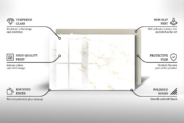 Placă sticla protectie aragaz Piatra de marmura eleganta