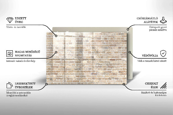 Placă sticla protectie aragaz Zid strălucitor de cărămidă