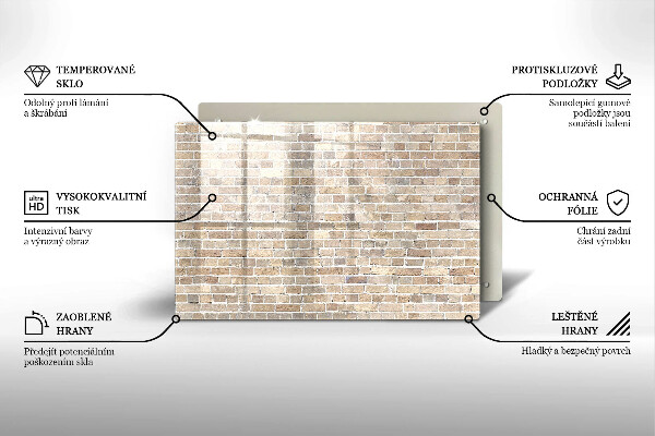 Placă sticla protectie aragaz Zid strălucitor de cărămidă