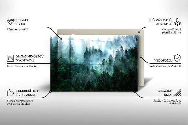 Placă din sticla protectie perete Pădure în ceață