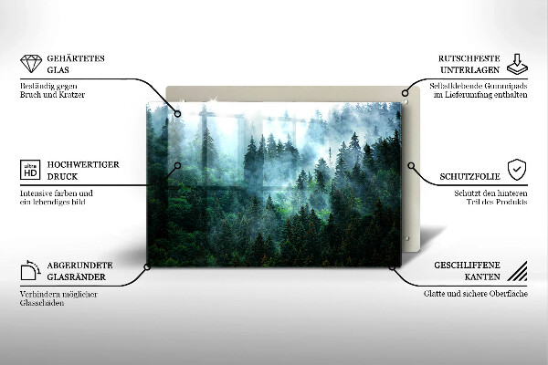 Placă din sticla protectie perete Pădure în ceață