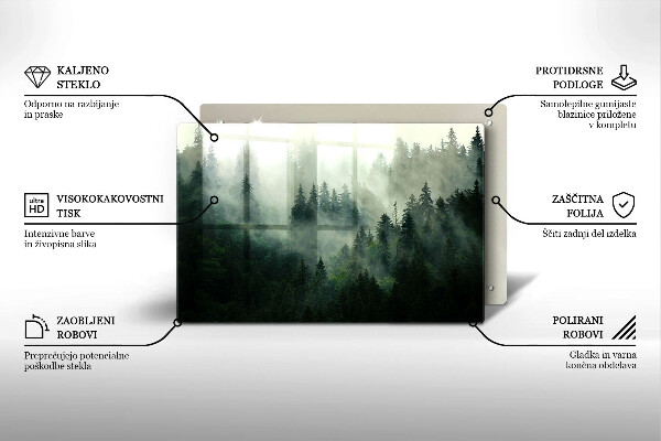 Placă din sticla protectie perete Peisaj de pădure cu ceață