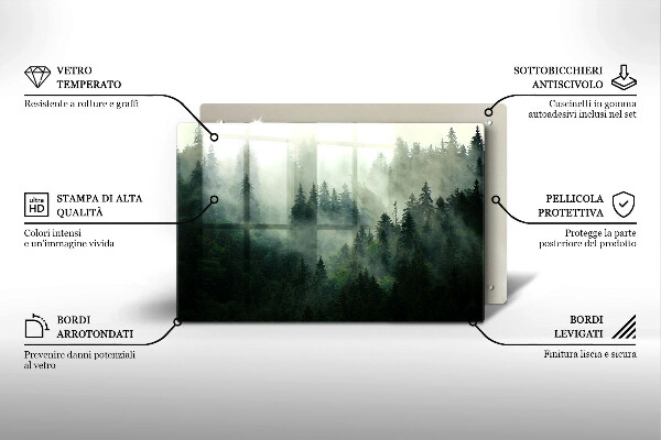 Placă din sticla protectie perete Peisaj de pădure cu ceață