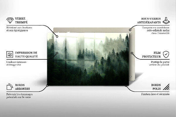 Placă din sticla protectie perete Peisaj de pădure cu ceață