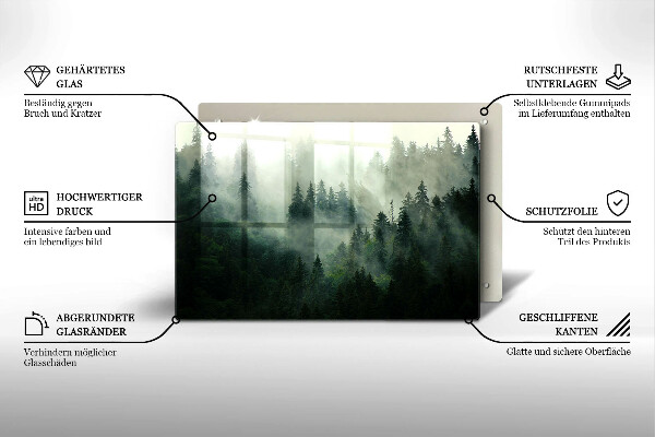 Placă din sticla protectie perete Peisaj de pădure cu ceață
