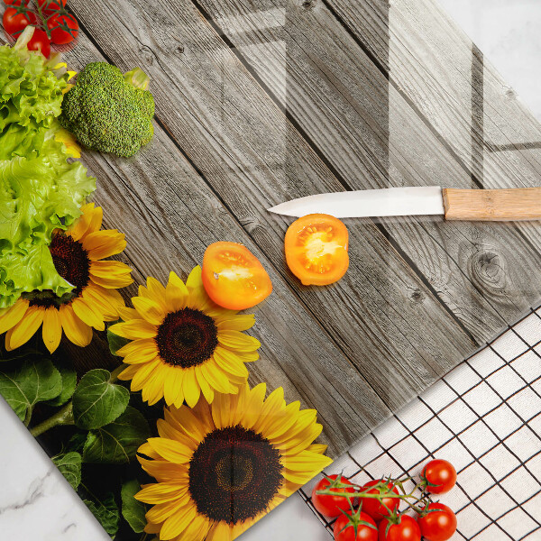 Placă sticla protectie aragaz Floarea soarelui pe coperte