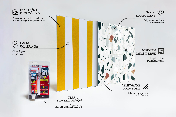 Sticlă bucătărie Textura de terasă cu cuarț gri