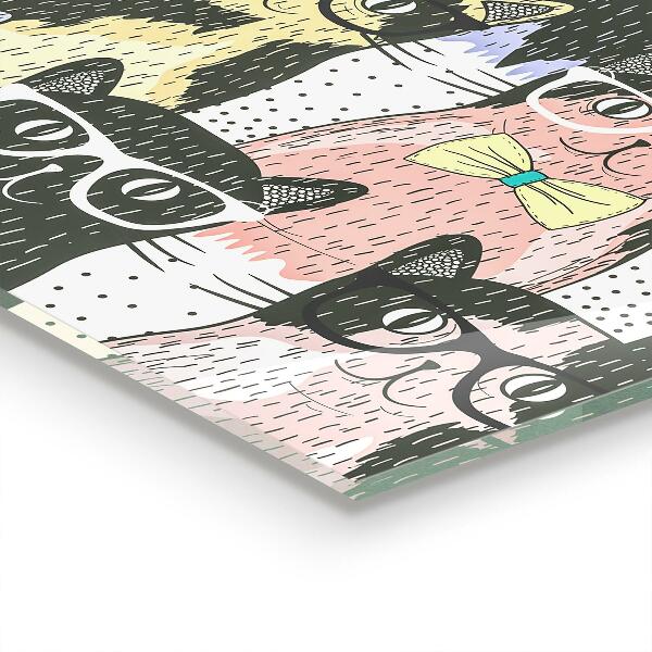 Sticlă bucătărie Ilustrație amuzantă de pisică hipster