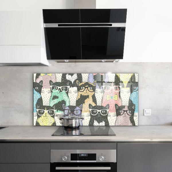 Sticlă bucătărie Ilustrație amuzantă de pisică hipster