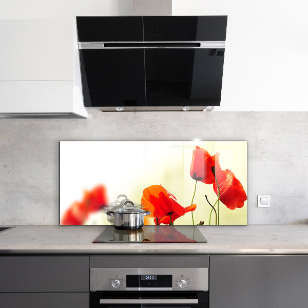 Sticlă printata bucătărie Lunca câmpului cu maci roșii