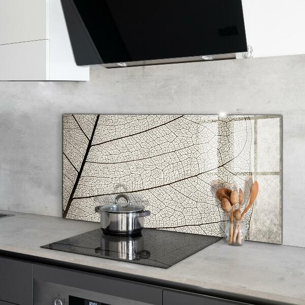 Sticlă printata bucătărie Textura frunzei sepia