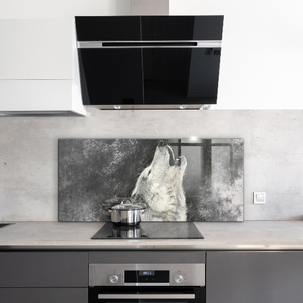 Sticlă bucătărie Ilustrație de lup canadian