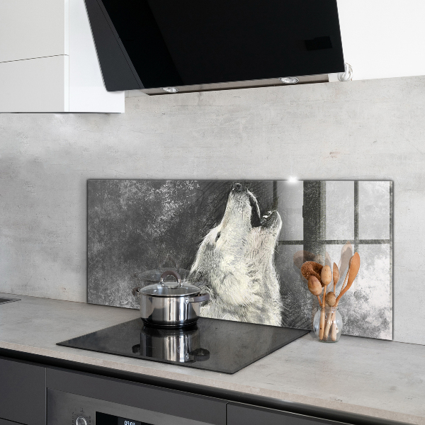 Sticlă bucătărie Ilustrație de lup canadian