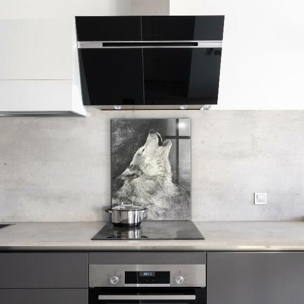 Sticlă bucătărie Ilustrație de lup canadian