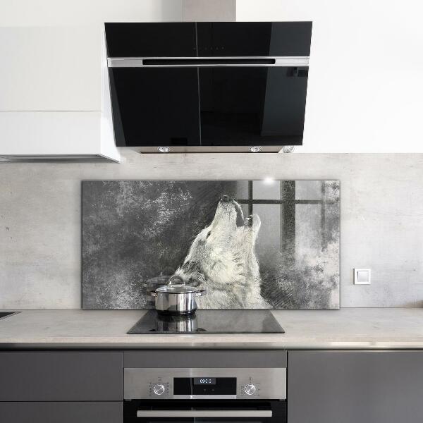 Sticlă bucătărie Ilustrație de lup canadian