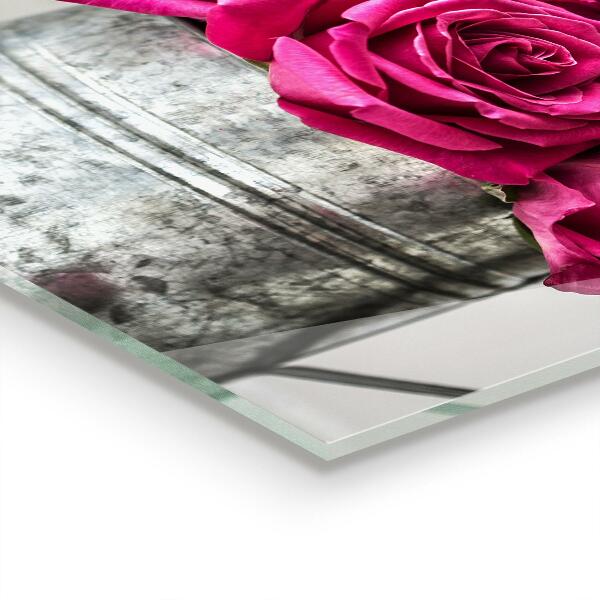 Sticlă printata bucătărie Adapatoare cu un buchet de trandafiri