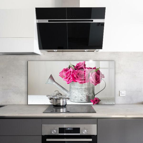 Sticlă printata bucătărie Adapatoare cu un buchet de trandafiri