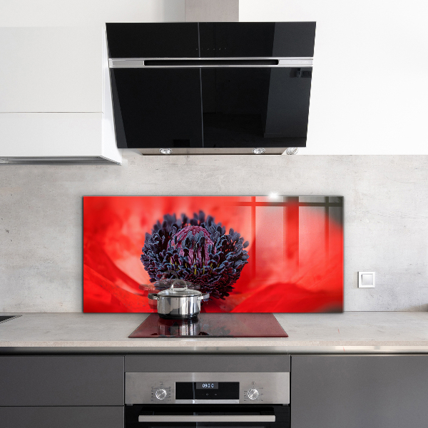 Sticlă bucătărie Detalii de mac roșu