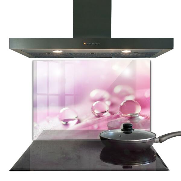 Panou perete bucătărie Picături de rouă pe o floare roz