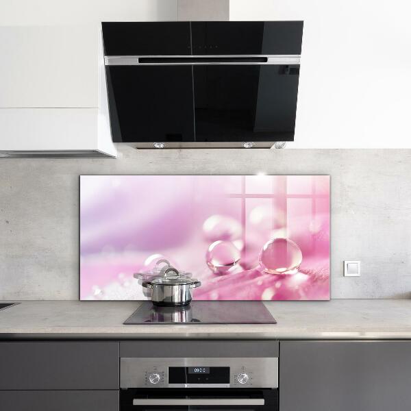 Panou perete bucătărie Picături de rouă pe o floare roz