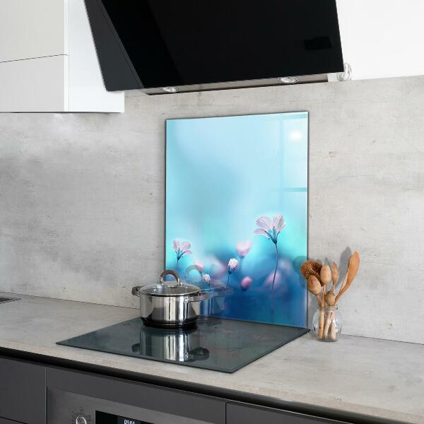 Panou sticlă bucătărie Flori în spatele ceții dimineții