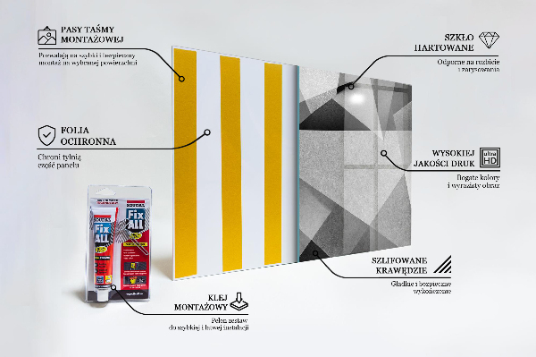 Sticlă pentru bucătărie Abstracție geometrică gri