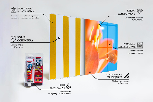 Panou sticlă bucătărie Floare portocalie
