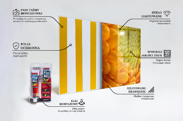 Panou sticlă bucătărie Flori de gerbera portocaliu