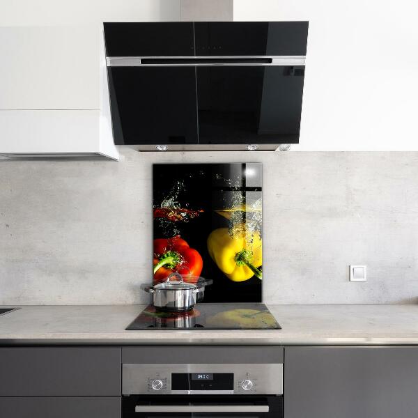 Sticlă bucătărie Ardei colorați sub apă