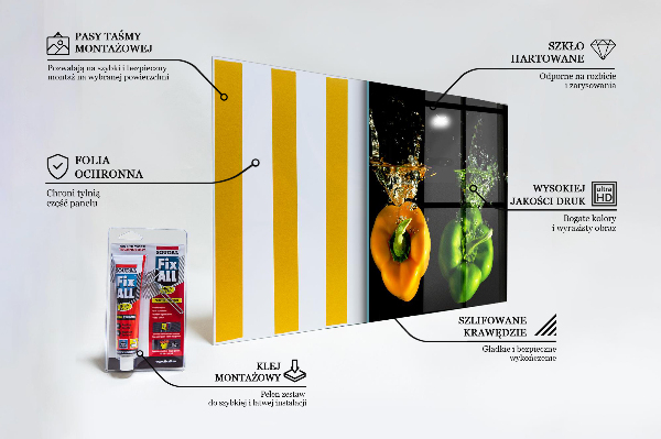 Sticlă bucătărie Ardei colorați sub apă