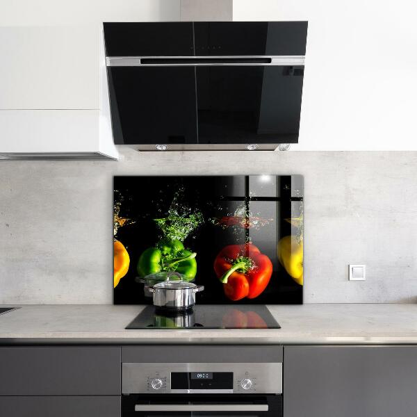 Sticlă bucătărie Ardei colorați sub apă