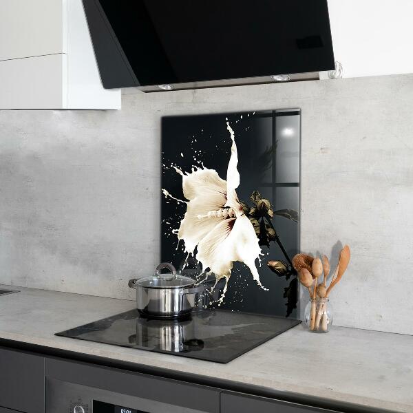 Panou sticlă bucătărie Floare albă abstractă