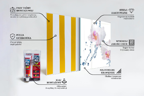 Panou sticlă bucătărie Orhideea stropită cu apă