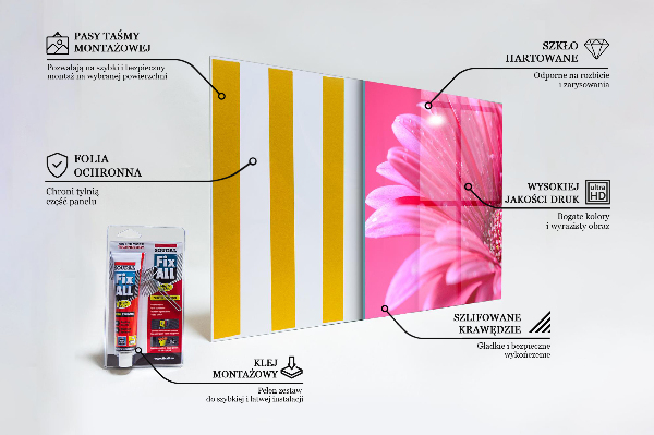 Panou sticlă bucătărie Floare roz detalii natura