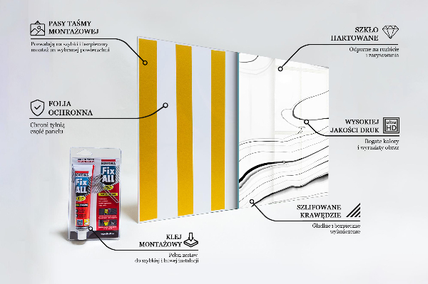 Sticlă bucătărie Structură de marmură albă