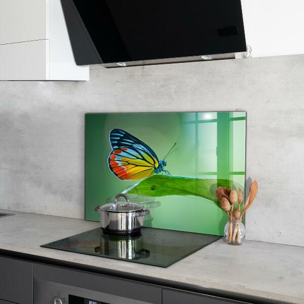Sticlă bucătărie Fluture sprijinit pe o frunză