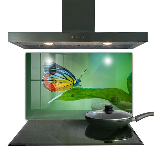 Sticlă bucătărie Fluture sprijinit pe o frunză