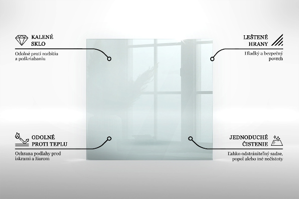 Sticlă sub șemineu pătrat 60x60 cm