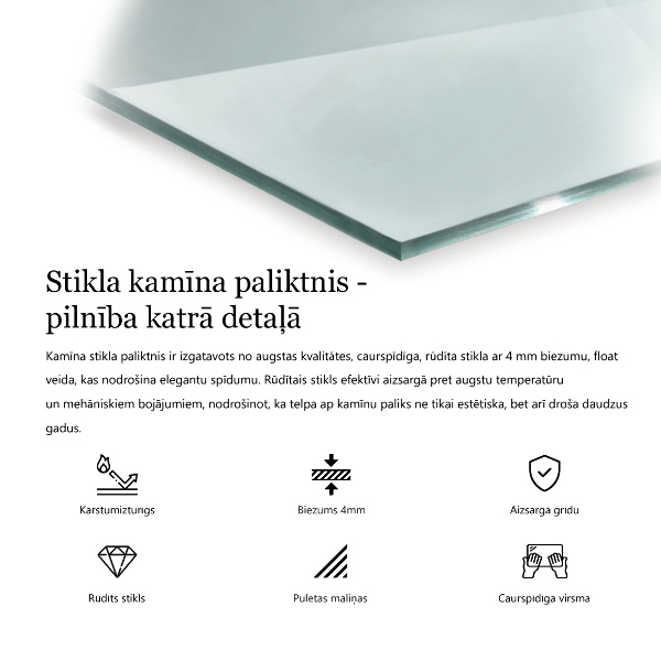 Sticlă sub șemineu pătrat 60x60 cm