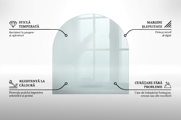 Sticlă securizată protecție sub sobă semi-oval 100x100 cm