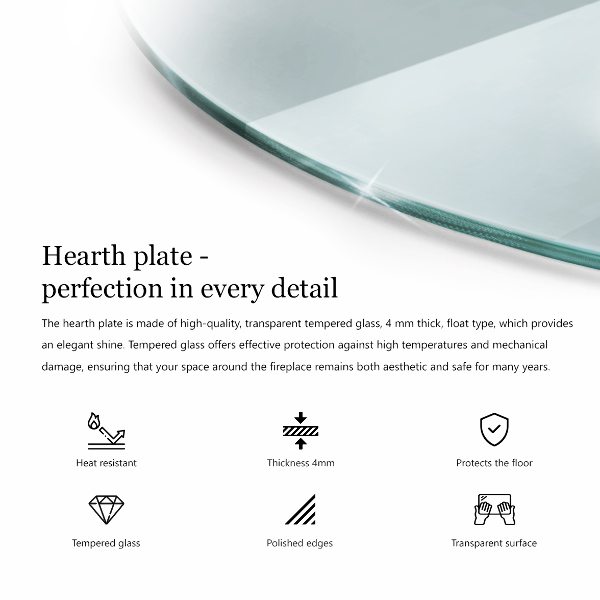 Sticlă securizată protecție sub sobă semi-oval 100x100 cm