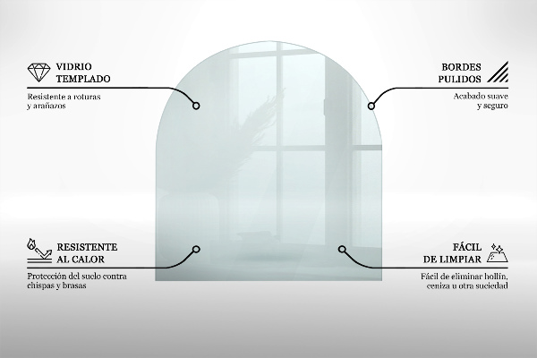 Sticlă sub șemineu semi-oval 80x70 cm