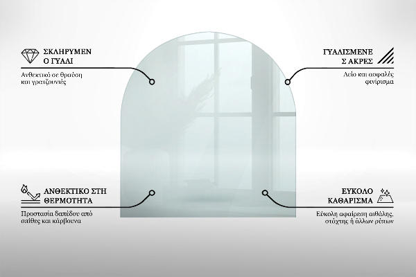 Sticlă sub șemineu semi-oval 80x70 cm