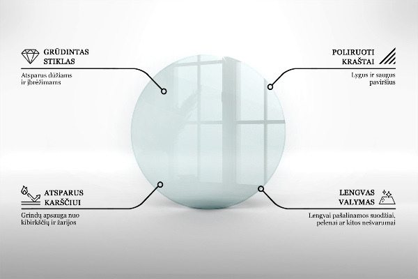 Placă de sticlă pentru șemineu circular fi100 cm