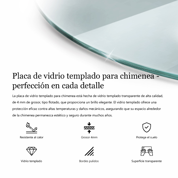 Placă de sticlă pentru șemineu circular fi100 cm